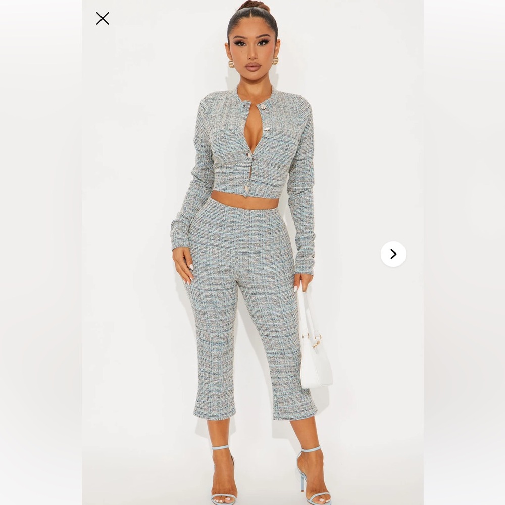 NWT Tweed Capri Set Blue Small